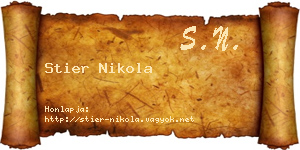 Stier Nikola névjegykártya